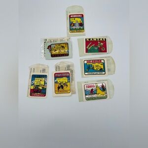 Vtg Decals/stickers Nebraska,Oklahoma, Kansas,Montana,Wyoming,Colorado, Idaho